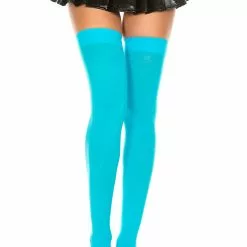 MUSIC LEGS Opaque Thigh Highs -Stockings Shop ML4745 Neonblue 79339
