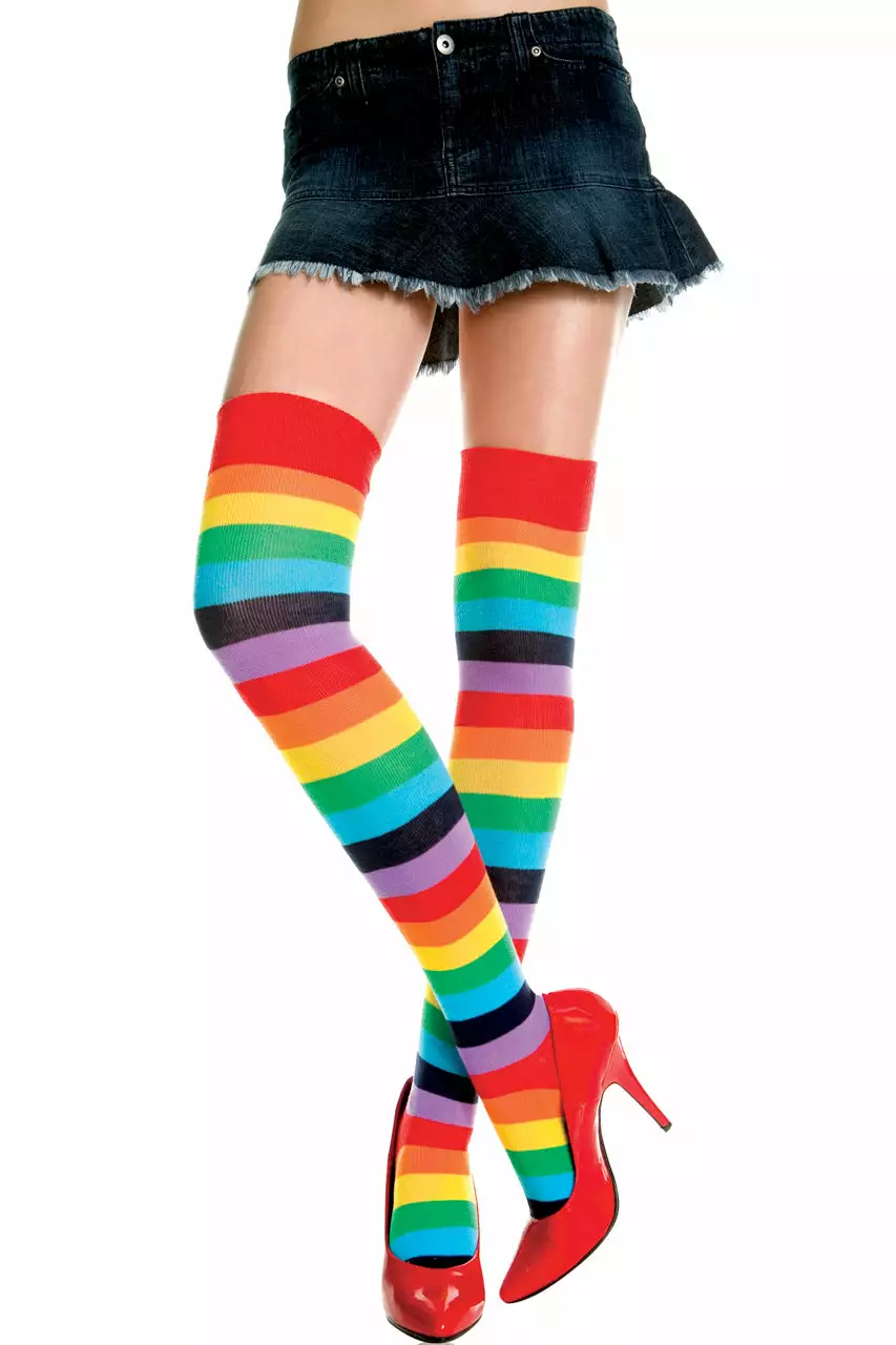 MUSIC LEGS Acrylic Rainbow Thigh Highs 1 MUSIC LEGS Acrylic Rainbow Thigh Highs