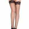 MUSIC LEGS Fishnet Thigh Highs With Lace