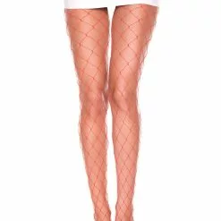 MUSIC LEGS Diamond Net Fishnet Pantyhose 24 MUSIC LEGS Diamond Net Fishnet Pantyhose -Stockings Shop ML9024 Neonorange 94003