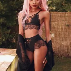 Bluebella Nyane Soft Cup Bra -Stockings Shop Mayfair Stockings Nyane Bra HW Brief and Kimono Black Mood 04