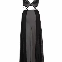 Bluebella Nyla Long Chemise -Stockings Shop Mayfair Stockings Nyla Long Chemise Black IM 01