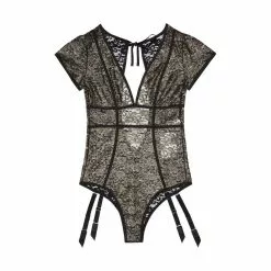 Playful Promises Gold Foil Lace Bodysuit With Suspenders -Stockings Shop Mayfair Stockings fffb x playful promises core bodysuit fffb foil lace body 11759758016560 1024x1024 Edit