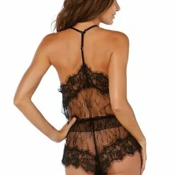 Dreamgirl Black Lace Chemise And French Knicker Set -Stockings Shop Mayfair Stockings12171 Black Back 4