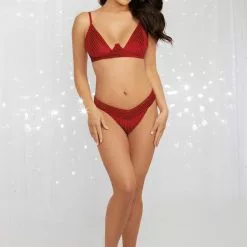Dreamgirl Underwired Claret Bra And Thong Set