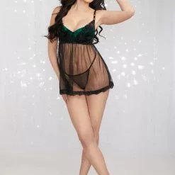 Dreamgirl Evergreen Babydoll And Thong