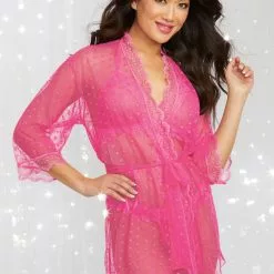 Dreamgirl Fuschia Heart Three Piece Set -Stockings Shop Mayfair Stockings12389 Fuchsia FrontInset2 2