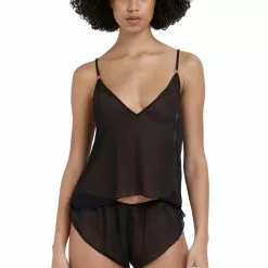 Bluebella Daisy Crop Black Cami And Short Set -Stockings Shop Mayfair StockingsDaisyCropCamiandShortSet Black Front 19