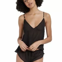 Bluebella Daisy Crop Black Cami And Short Set -Stockings Shop Mayfair StockingsDaisyCropCamiandShortSet Black PS1 18