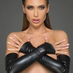 Noir Handmade Wet Look Fingerless Gloves