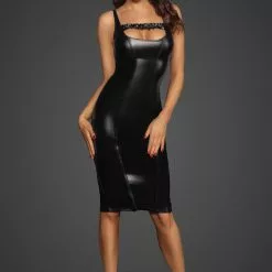 Noir Handmade Power Wetlook Dress -Stockings Shop Mayfair StockingsF251 front grey 5