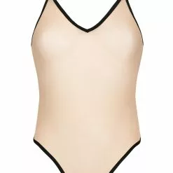 Atelier Amour Insoutenable Legerete Nude/Black Bodysuit -Stockings Shop Mayfair StockingsIL31 KFRONT 6