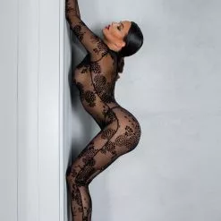 Noir Handmade Fabulous Tulle Catsuit -Stockings Shop Mayfair StockingsIMAGE F237 sidestretched 9