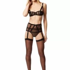 Bluebella Karolina High-Waist Suspender Thong -Stockings Shop Mayfair StockingsKarolinaBraBlackKarolinaSuspenderBriefBlack 04 alt 3