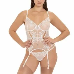 BLUEBELLA Bluebela Marseille White Basque -Stockings Shop Mayfair StockingsMarseilleWiredBasqueandThong White 2 31