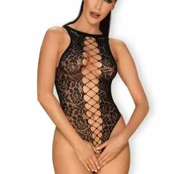 Obsessive Black Criss Cross Open Bodysuit -Stockings Shop Mayfair StockingsObsessive B129 teddy 4 7