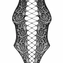 Obsessive Black Criss Cross Open Bodysuit -Stockings Shop Mayfair StockingsObsessive B129 teddy packshot 2