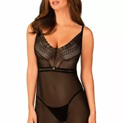 Obsessive Black Estiqua Long Chemise -Stockings Shop Mayfair StockingsObsessive estiqua chemise aaa 8