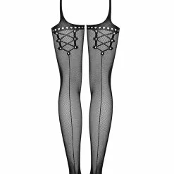 Obsessive Black Seamed Fishnet Garter Stockings -Stockings Shop Mayfair StockingsObsessive garter stockings S314 back packshot 1