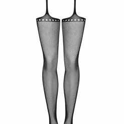Obsessive Black Seamed Fishnet Garter Stockings -Stockings Shop Mayfair StockingsObsessive garter stockings S314 packshot 2