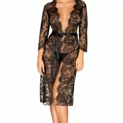 Obsessive Black Lace Peignoir