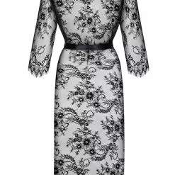 Obsessive Black Lace Peignoir -Stockings Shop Mayfair StockingsObsessive lashy peignoir back packshot 1