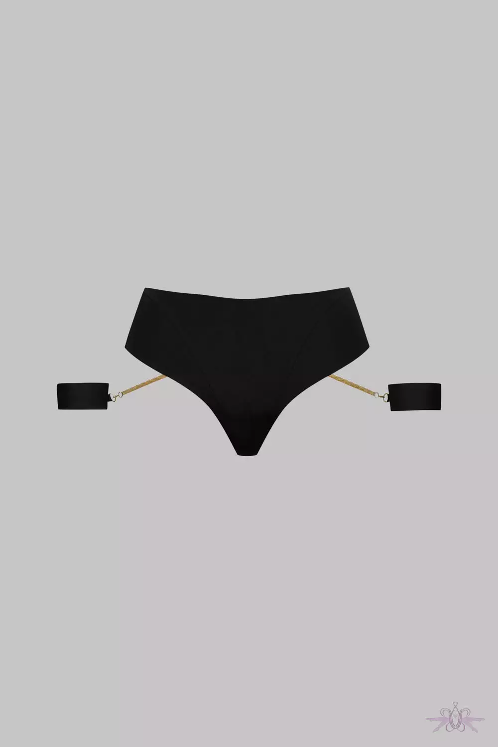 Maison Close Tapage Nocturne Black Openable High Waist Thong With Cuffs 2 Maison Close Tapage Nocturne Black Openable High Waist Thong With Cuffs - Image 2