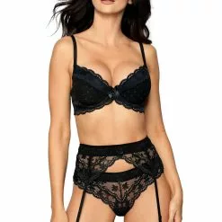Roza Lagerta Black Push Up Bra -Stockings Shop Mayfair StockingsRoza LaGerta suspender black 1 2