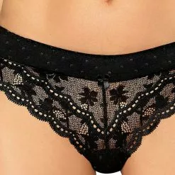 Roza Lagerta Black Thong -Stockings Shop Mayfair StockingsRoza LaGerta thong black front 10