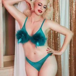 Playful Promises Bettie Page Powder Puff Triangle Bra Teal