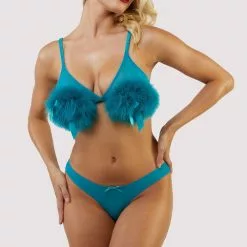 Playful Promises Bettie Page Powder Puff Triangle Bra Teal -Stockings Shop Mayfair Stockingsbettie page lingerie bra teal powder puff triangle bra 30402670329904 2000x 2