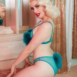 Playful Promises Bettie Page Powder Puff Teal Brief