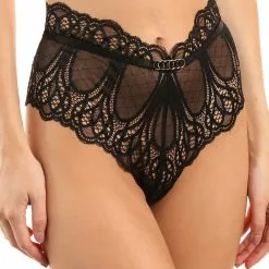 Jolidon Angels Black High Waist Brazilian Knicker -Stockings Shop Mayfair Stockingsd2250 d2250.neg 3 27