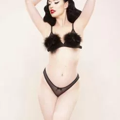 Playful Promises Bettie Page Powder Puff Triangle Bra Black