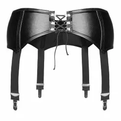 Noir Handmade Black Faux Leather Suspender Belt -Stockings Shop Mayfair Stockingsghost f034 back 3