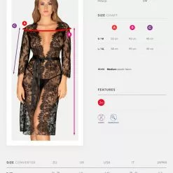 Obsessive Black Lace Peignoir -Stockings Shop Mayfair Stockingslashy peignoir 18