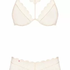 Obsessive Pearl Halter Neck Lace 2 Piece Set -Stockings Shop Mayfair Stockingsobsessive 857 set 2 packshot 16