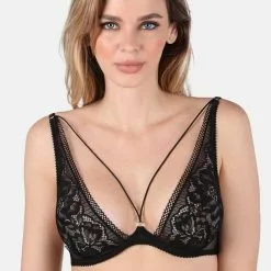 Jolidon Rock DJ Black Lace Underwired Bra -Stockings Shop Mayfair Stockingss2239 s2239.neg 3 5