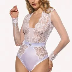 Prelude Milano Prelude Marlene Long Sleeved White Bodysuit -Stockings Shop Mayfair Stockingsyh307 yh307.alb 3 17