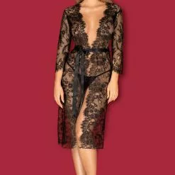Obsessive Black Lace Peignoir -Stockings Shop Mayfair Stockingszdj glowne obsessive lashy peignoir 19