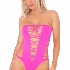 Pink Lipstick Strappy Seamless Teddy