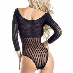 Raveware Lingerie Chloe Bodysuit -Stockings Shop RVAB6110BK WhtBckgrd BCK back 61834