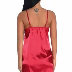 3WISHES Lovely Lace And Satin Chemise 8 3WISHES Lovely Lace And Satin Chemise -Stockings Shop W1190 Wine Red Back 3