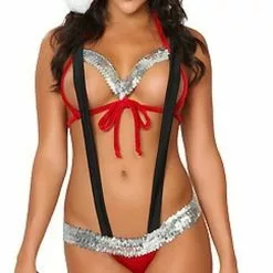 3WISHES Sequin Santa Lingerie Costume