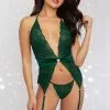 Dreamgirl Emerald Geo Mesh Garter Cami