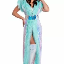 J Valentine Holographic Sequin Mesh Duster