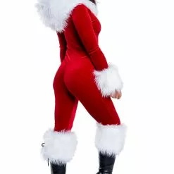 J Valentine Fur Trimmed Hooded Catsuit 5 J Valentine Fur Trimmed Hooded Catsuit -Stockings Shop jvch315 rwt back