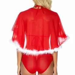 3WISHES Baby It's Cold Bra Set -Stockings Shop w9005 red back