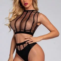 3WISHES Slashed Crop Top Set
